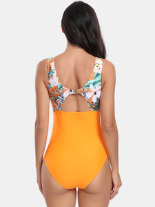 Cutout Printed Round Neck One-Piece Swimwear  (multiple color options)