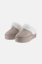 Load image into Gallery viewer, Thick Bottom Fur Trim Snow Slippers in Taupe