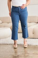 Load image into Gallery viewer, RFM "Chloe" Tummy Control High Waist Cropped Wide Leg Raw Hem Jeans in Blue Slate