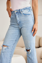 Load image into Gallery viewer, RFM "Chloe" Tummy Control High Waist Cropped Wide Leg Raw Hem Jeans Light Wash
