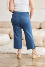Load image into Gallery viewer, RFM "Chloe" Tummy Control High Waist Cropped Wide Leg Raw Hem Jeans in Blue Slate