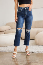 Load image into Gallery viewer, RFM "Dylan" Tummy Control Distressed High Waist Straight Leg Cropped Raw Hem Jeans