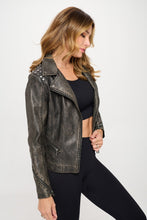 Load image into Gallery viewer, Studded Classic Moto Faux Leather Jacket