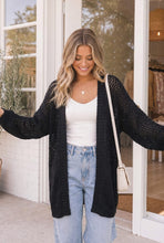Load image into Gallery viewer, Hole in One Black Openwork Knit Cardigan