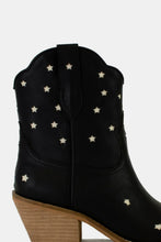 Load image into Gallery viewer, Faux Leather Star-Shaped Cutouts Point Toe Boots in Black
