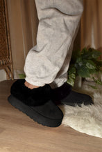 Load image into Gallery viewer, Faux-Fur Platform Slip On Booties in Black