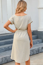 Load image into Gallery viewer, Tied Striped Cap Sleeve Dress
