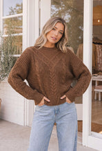 Load image into Gallery viewer, October Kiss Cable Knit Sweater in Warm Mocha