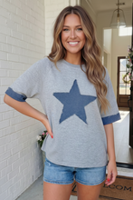 Load image into Gallery viewer, Reach For The Stars Denim Patch Sweatshirt Top