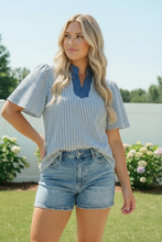 Load image into Gallery viewer, Breezy Stripe Flutter Sleeve Top