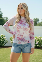 Load image into Gallery viewer, Garden Party Floral Mesh Long Sleeve Top