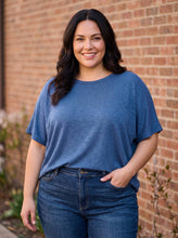 Load image into Gallery viewer, Weekend Ease Oversized Hacci Top in Lt Navy