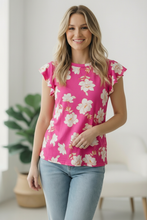 Load image into Gallery viewer, Flutter Into Spring Pink Floral Top