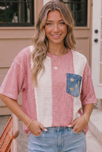 Load image into Gallery viewer, Stars and Stripes Eyelet Pocket Top