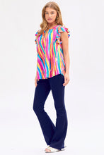 Load image into Gallery viewer, Dear Scarlett Lizzy Flutter Sleeve Top in Multi
