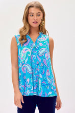 Load image into Gallery viewer, Dear Scarlett Lizzy Tank Top in Paisley Aqua