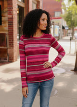 Load image into Gallery viewer, Keep Me Guessing Magenta Herringbone Long Sleeve