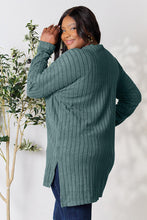 Load image into Gallery viewer, Comfort On Her Mind Ribbed Round Neck Long Sleeve Slit Top (multiple color options)