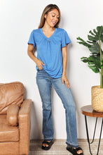 Load image into Gallery viewer, Casual Outing Ruched V-Neck Short Sleeve T-Shirt (2 color options)