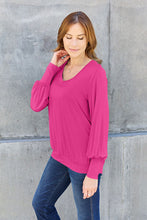 Load image into Gallery viewer, Basic Flare V-Neck Lantern Sleeve Top (multiple color options)