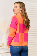 Load image into Gallery viewer, Check Chic Checkered V-Neck Dropped Shoulder Cardigan