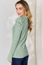 Load image into Gallery viewer, Everyday Basic Ribbed Mock Neck Puff Sleeve Top (multiple color options)