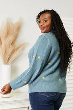 Load image into Gallery viewer, Winter Blooms Floral Embroidered Cable Cardigan