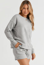 Load image into Gallery viewer, Leisure Luxe Texture Long Sleeve Top and Drawstring Shorts Set (multiple color options)