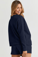 Load image into Gallery viewer, Leisure Luxe Texture Long Sleeve Top and Drawstring Shorts Set (multiple color options)