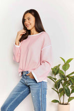 Load image into Gallery viewer, Feeling Cute Contrast Detail Dropped Shoulder Knit Top