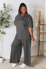 Load image into Gallery viewer, All About Comfort Round Neck Slit Top and Pants Set (multiple color options)