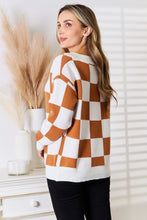 Load image into Gallery viewer, Her Checkered Past Button-Up V-Neck Dropped Shoulder Cardigan