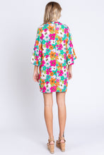 Load image into Gallery viewer, Floral Round Neck Lantern Sleeve Mini Dress