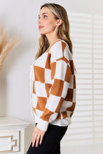 Load image into Gallery viewer, Her Checkered Past Button-Up V-Neck Dropped Shoulder Cardigan