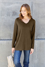 Load image into Gallery viewer, Everyday Happiness V-Neck Long Sleeve Top (multiple color options)