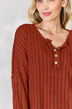 Load image into Gallery viewer, Everyday Basic Ribbed Half Button Long Sleeve T-Shirt (multiple color options)