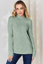 Load image into Gallery viewer, Everyday Basic Ribbed Mock Neck Long Sleeve T-Shirt (multiple color options)