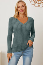 Load image into Gallery viewer, All You Ever Wanted Ribbed V-Neck Long Sleeve Top (multiple color options)