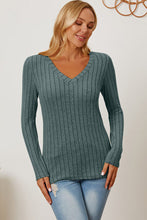 Load image into Gallery viewer, All You Ever Wanted Ribbed V-Neck Long Sleeve Top (multiple color options)