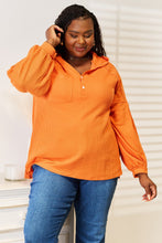 Load image into Gallery viewer, Enjoy The Ride Side Slit Buttoned Waffle Knit Hoodie