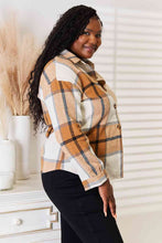 Load image into Gallery viewer, Maple Latte Plaid Print Dropped Shoulder Shirt