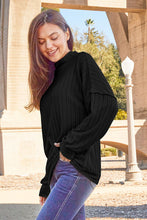 Load image into Gallery viewer, Blissful Basics Ribbed Exposed Seam Mock Neck Knit Top (2 color options)