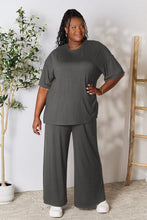 Load image into Gallery viewer, All About Comfort Round Neck Slit Top and Pants Set (multiple color options)