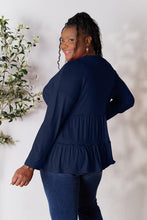 Load image into Gallery viewer, Playful Beauty Half Button Long Sleeve Ruffle Hem Top (multiple color options)