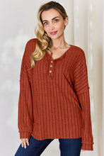 Load image into Gallery viewer, Everyday Basic Ribbed Half Button Long Sleeve T-Shirt (multiple color options)