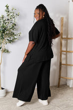 Load image into Gallery viewer, All About Comfort Round Neck Slit Top and Pants Set (multiple color options)