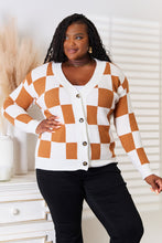 Load image into Gallery viewer, Her Checkered Past Button-Up V-Neck Dropped Shoulder Cardigan