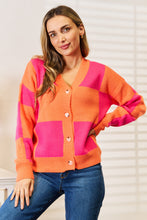 Load image into Gallery viewer, Check Chic Checkered V-Neck Dropped Shoulder Cardigan