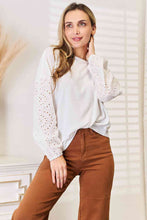 Load image into Gallery viewer, Love Me Eyelet Dropped Shoulder Round Neck Blouse