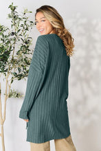 Load image into Gallery viewer, Comfort On Her Mind Ribbed Round Neck Long Sleeve Slit Top (multiple color options)